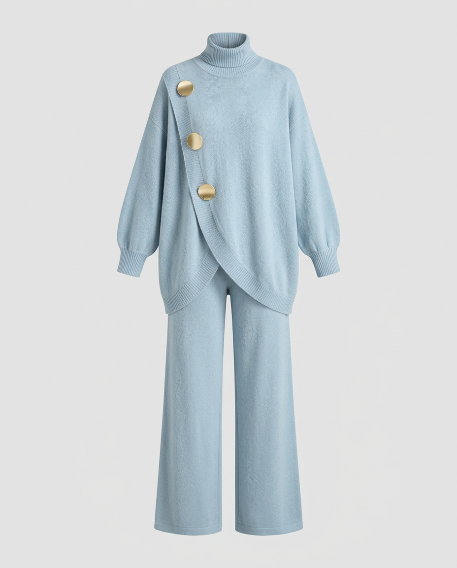 NOA- Conjunto de punto: jersey cuello alto y pantalón ancho