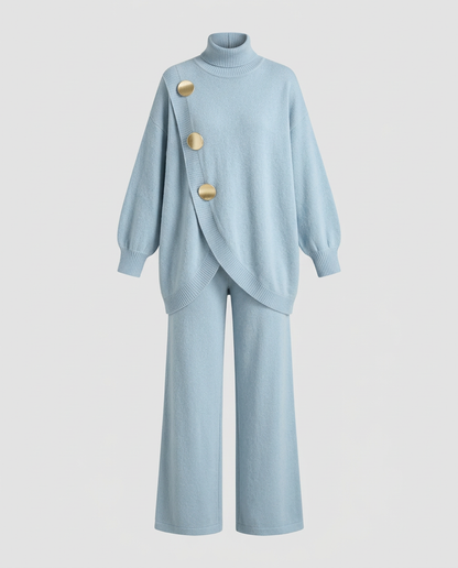 NOA- Conjunto de punto: jersey cuello alto y pantalón ancho