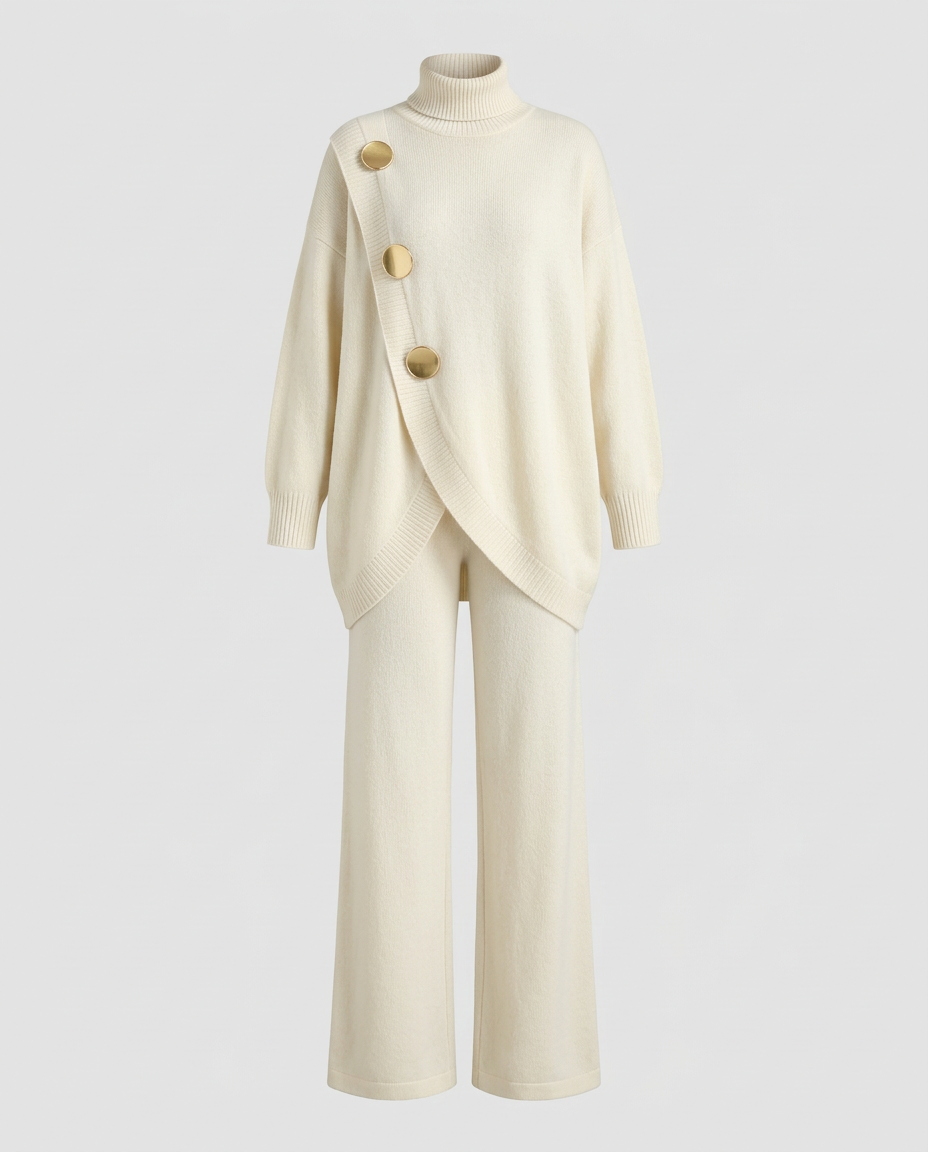 NOA- Conjunto de punto: jersey cuello alto y pantalón ancho