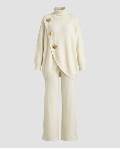 NOA- Conjunto de punto: jersey cuello alto y pantalón ancho