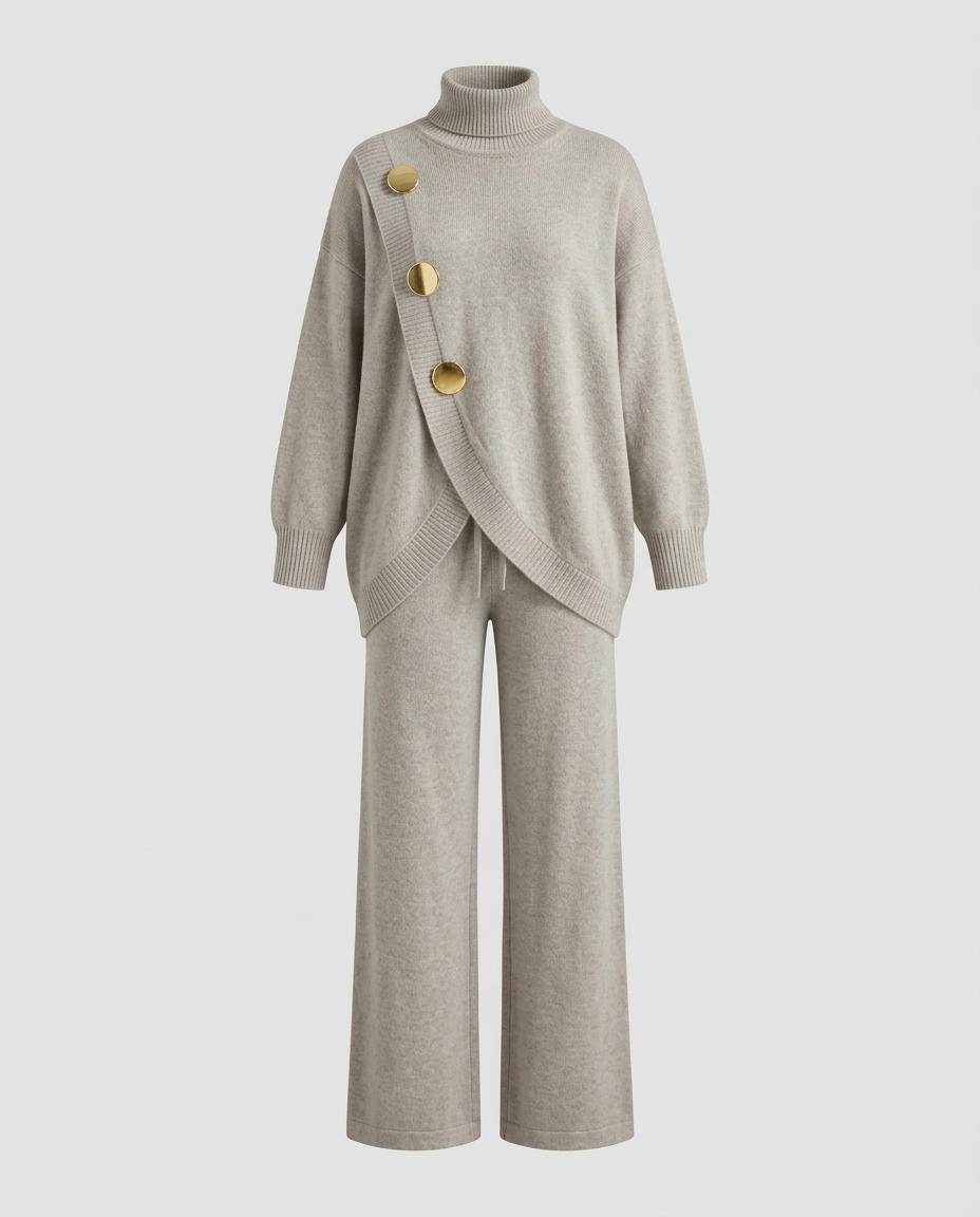 NOA- Conjunto de punto: jersey cuello alto y pantalón ancho