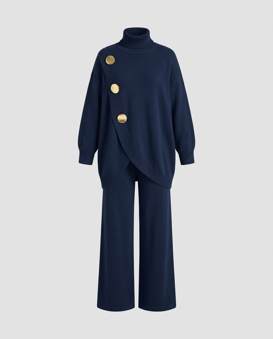 NOA- Conjunto de punto: jersey cuello alto y pantalón ancho