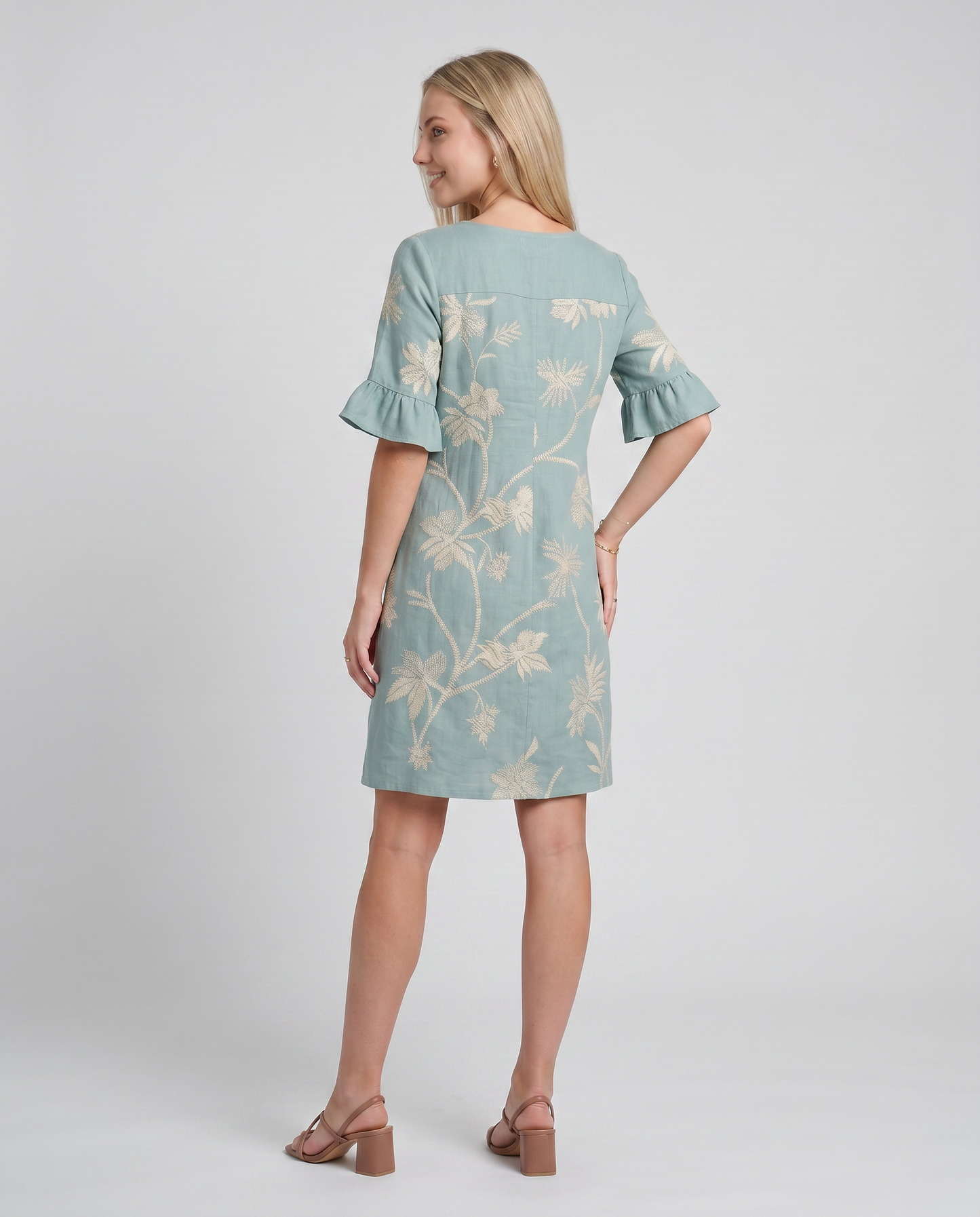 CORAL-Vestido informal de mujer con estampado floral