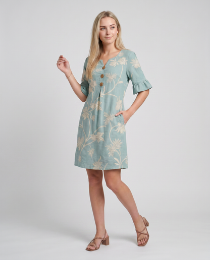 CORAL-Vestido informal de mujer con estampado floral