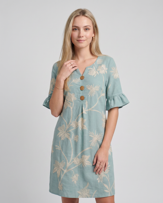 CORAL-Vestido informal de mujer con estampado floral