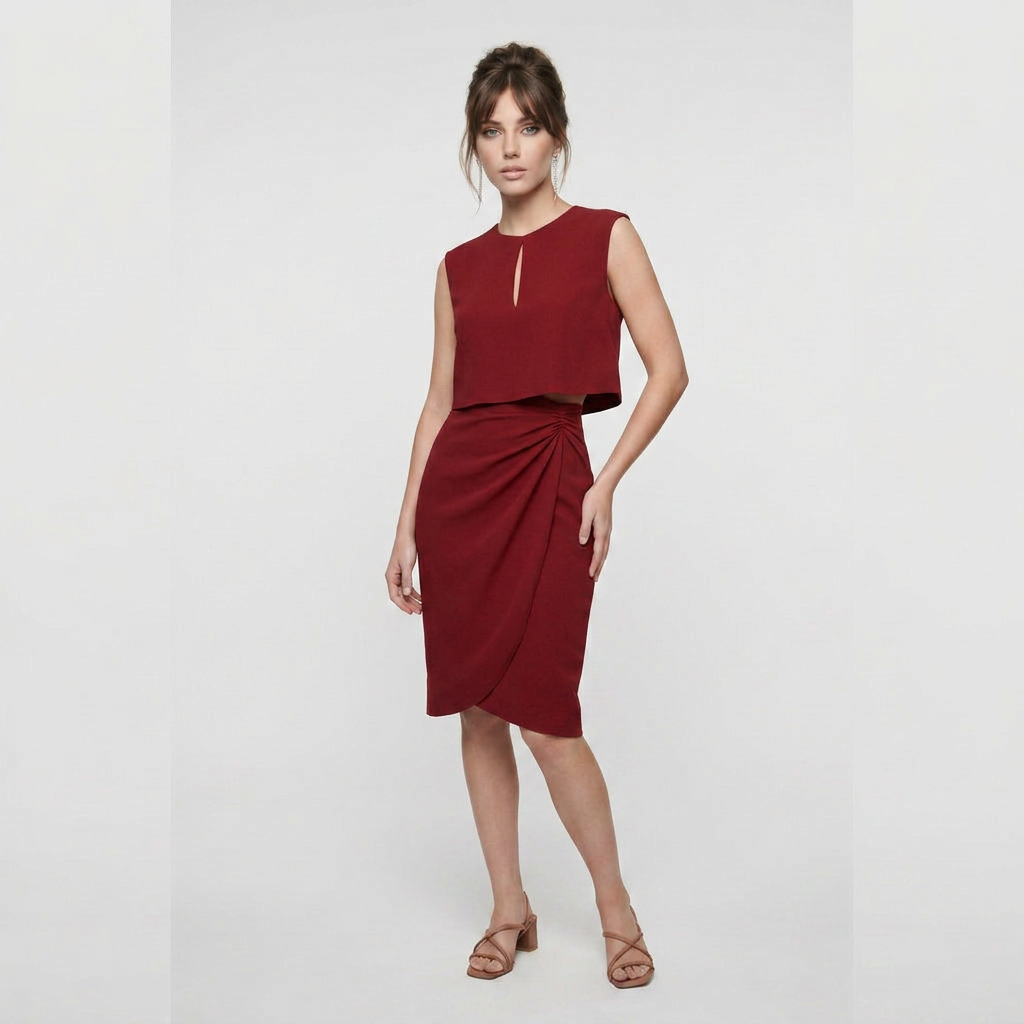 Ruca-Vestido Elegante Midi Drapeado