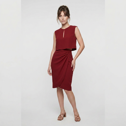 Ruca-Vestido Elegante Midi Drapeado