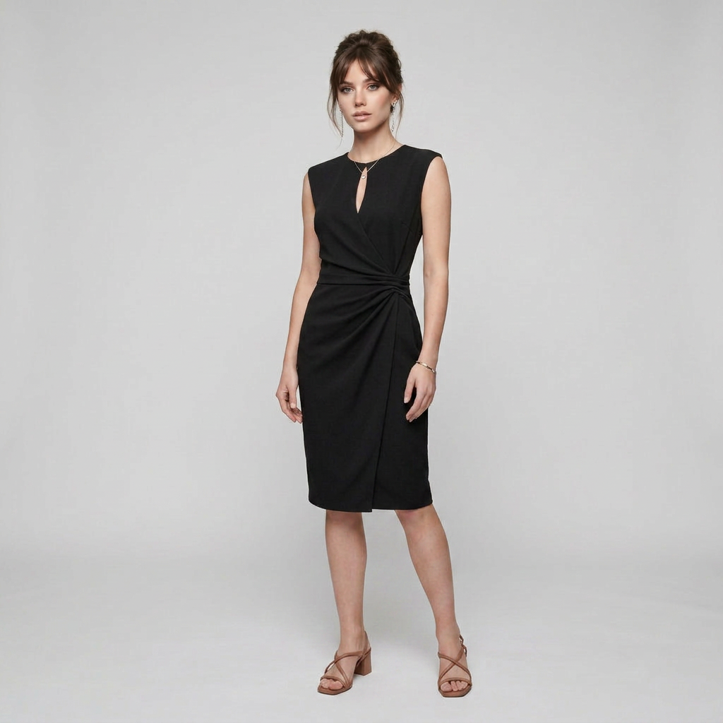 Ruca-Vestido Elegante Midi Drapeado