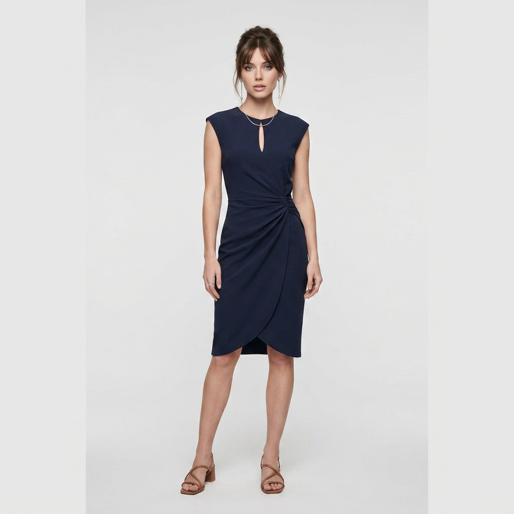 Ruca-Vestido Elegante Midi Drapeado